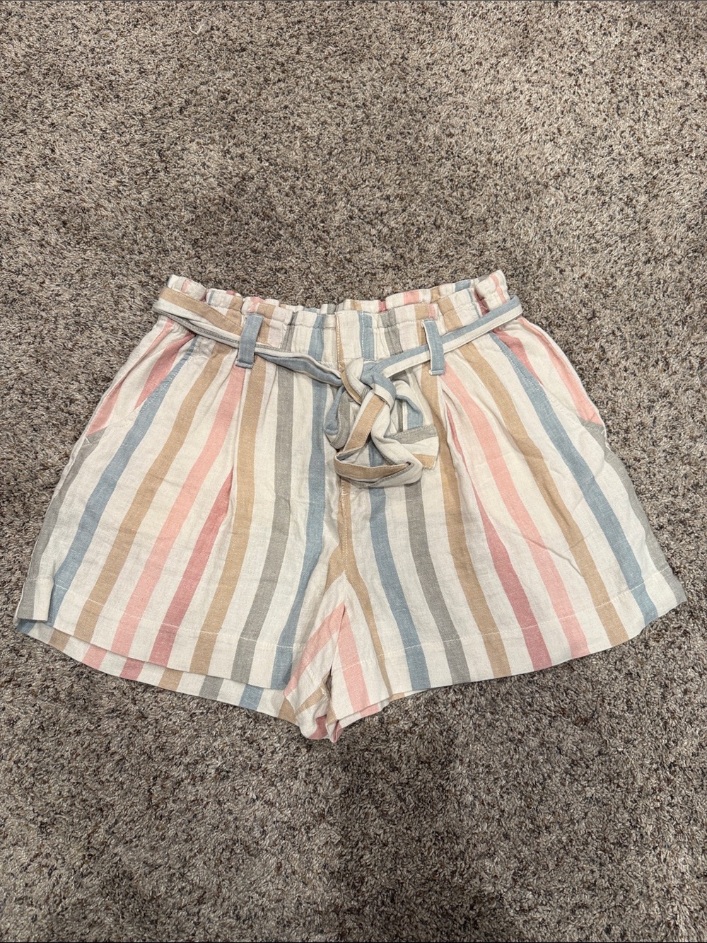 Gap Multicolor Striped Paperbag Waist Shorts